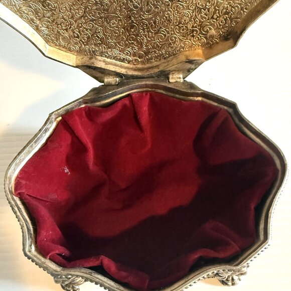 Vintage Silver Plate Hinged Jewelry Trinket Box Lion Crest & Feet Int'l Silver - Picture 14 of 15